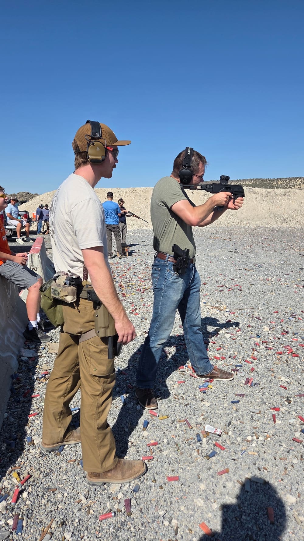 Sam running a live-fire demo of a PDW build